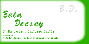 bela decsey business card